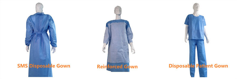 disposable gowns by SMS nonwoven